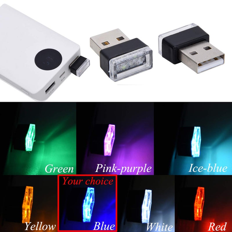 Febrytold 2 Pcs Blue Universal Mini USB LED Car Interior Ambient Atmosphere Lights for Car Interior Trunk Ambient Atmosphere - Image 5